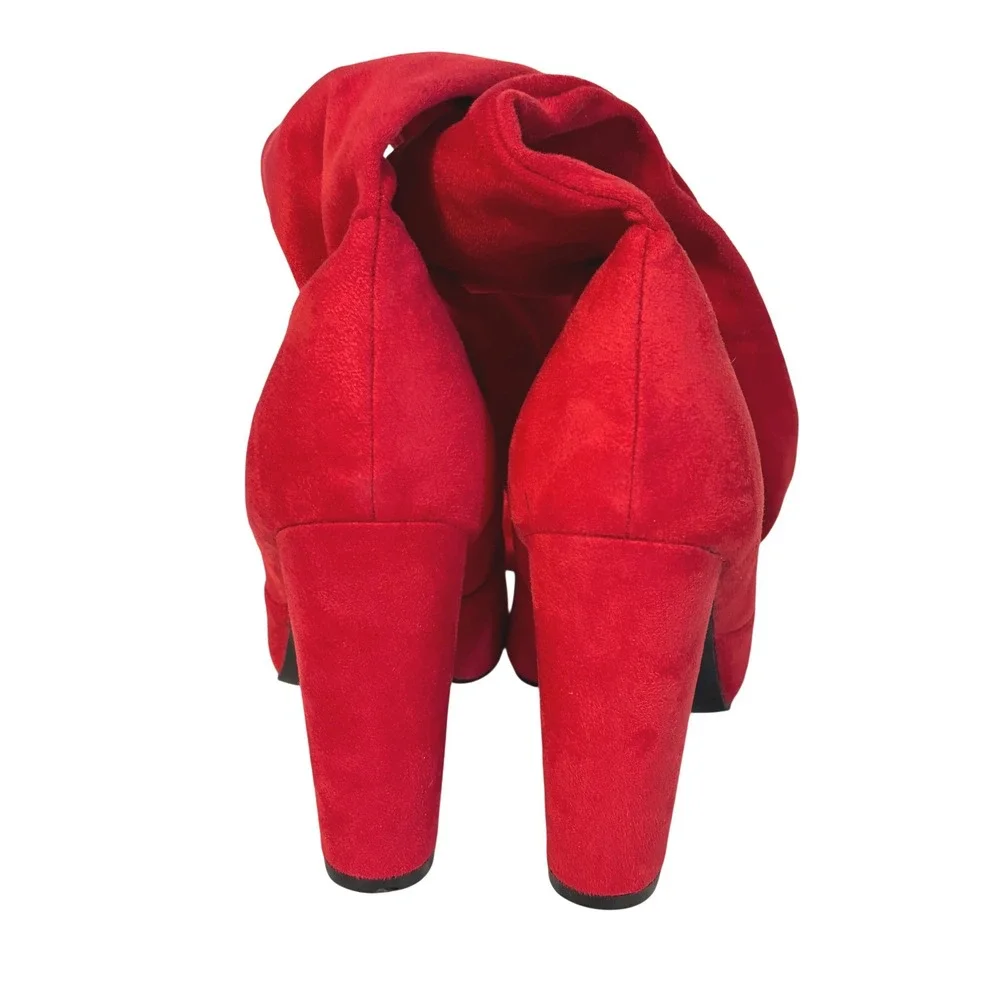 Red Over Knee Thigh High Pull On Boots 24